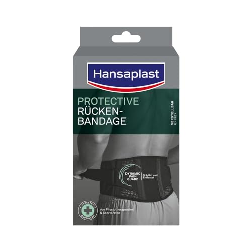 Hansaplast Protective Rücken-Bandage, stützende Bandage mit individuellem Kompressionslevel, Rückenbandage mindert Schmerzen, Einheitsgröße – Verstellbar