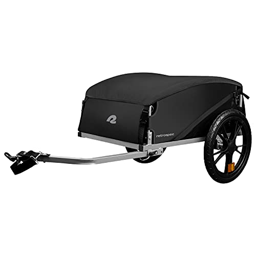 Retrospec Rover Hauler Cargo Bike Anhänger | Klapprahmen & wetterfester Stoff | Großer Ladungsträger | Passend für 50,8 cm - 73,7 cm Fahrradreäder | Schwarz