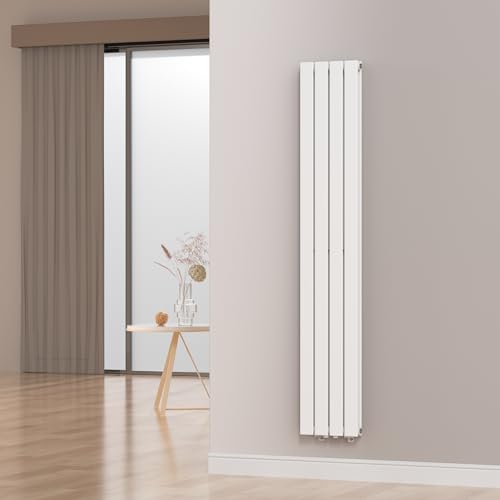 [neu.haus] Flachheizkörper Nore Designheizkörper Heizung Paneelheizkörper Raumheizkörper Mittelanschluss Doppellagig Vertikal für Wohn-und Schlafzimmer Küche Bad 180x30cm Weiß 1122W