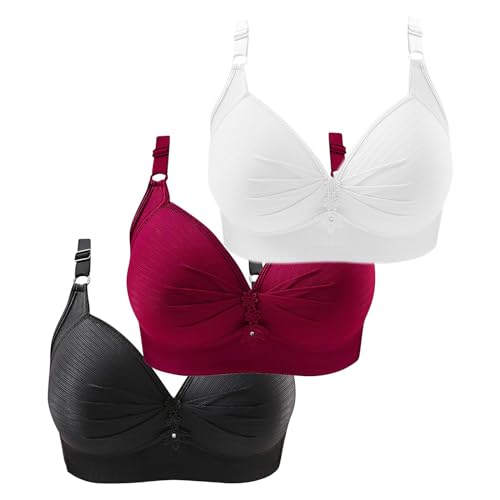 Gyaimxfu 3er Pack BH Damen ohne Bügel Push Up Baumwolle BH Set,Frauen Sexy Starker Halt Große Brüste Klassische BH Set für Damen Weich Bequemer BH Unterwäsche Bra mit verstellbarem für Alltag XXL