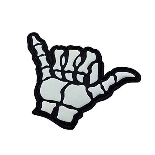 LEGEEON Glow Dark Shaka Hang Loose Gesture Bone PVC GITD Patch