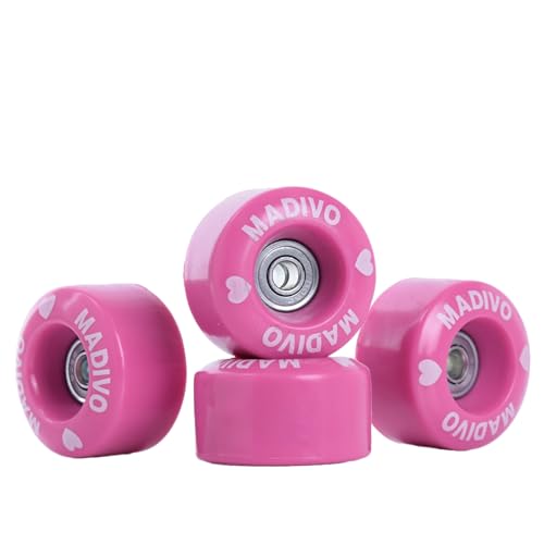 MADIVO Ersatzrollen + Kugellager für Rollschuhe 54 mm x 32 mm | Set aus 4 Rollen 82A ABEC-7 Lager Bearings | Rollschuhräder für Quad Skates für Outdoor und Indoor