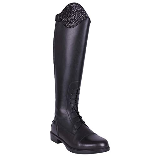QHP Leder-Reitstiefel Romy Junior hoch; für Kinder, mit austauschbarem Design ! Schwarz (38)