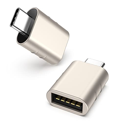 Syntech USB C auf USB Adapter(2 Stücke), Thunderbolt 3 to USB 3.0 Adapter Kompatibel mit iPhone 16 Pro Max MacBook Pro 2021/Air 2022 iPad Mini 6 iMac Surface Pro 8/X Go und mehr, Sternenlicht