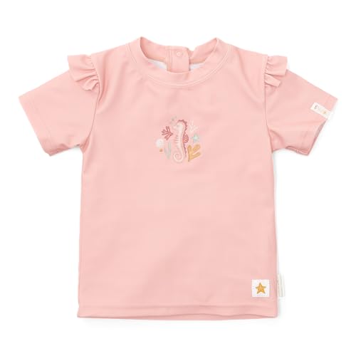 Little Dutch CL24048163 Schwimmshirt mit Rüschen Kurzarm- Seahorse rosa (Gr. 98/104)