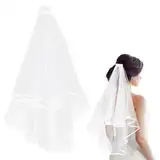 Hochzeit Brautschleier, Schleier Kurz Elegent Braut Bridal Tüll mit Kamm Tüll Hochzeitsschleier Hochzeit Kurzer Schleier mit Kamm 60–80 cm, für Junggesellinnenabschied Traumhochzeit Hochzeit Zubehör