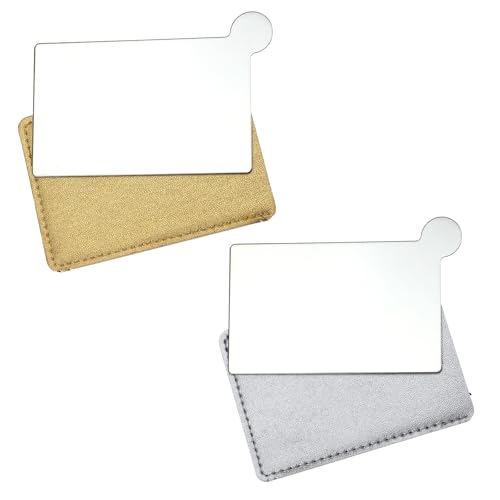 2 Stück Taschenspiegel Make Up Spiegel Tragbarer Handspiegel Reisespiegel 9.5×6.5cm Mini Schminkspiegel mit Griff Mini Spiegel Handspiegel Klein Taschenspiegel Spiegel für Geldbörse Handtasche Tasche