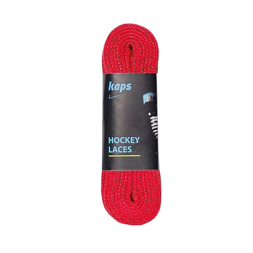 Kaps Polyester Wasserdichte Skate Schnürsenkel - Außergewöhnliche Zugfestigkeit 190 daN - Wasserabweisend - Für Eishockeyschlittschuhe, rot / schwarz, 182 CM