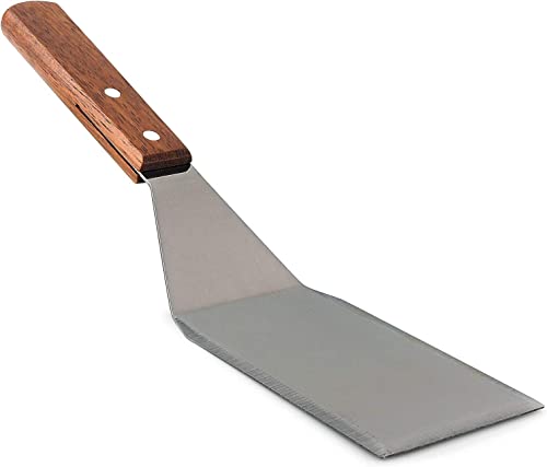 Jognee Edelstahl Spatel | Schaber Spachtelwender | Schwerlast Spatel Turner | Edelstahl Grillwender mit Holzgriff für Teppanyaki, Barbecue, Steak, Pizza