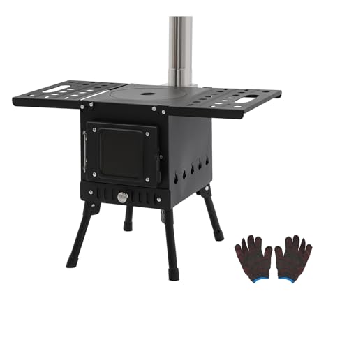 Zeltofen Tragbarer Holzofen Outdoor 55x39x34cm Camping Ofen Zusammenklappbar Outdoor-Küchenofen 36-56cm Höhenbereich Verbrennungslöcher mit Halbvergasung