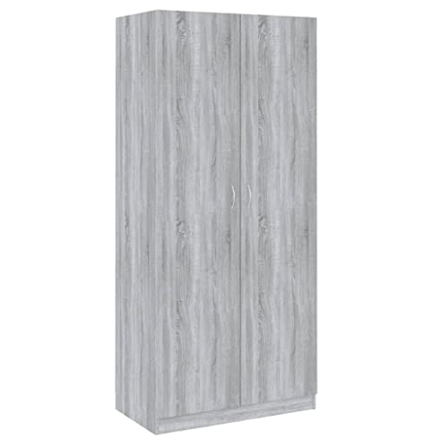 Bussandri Exclusive - Kleiderschrank Grau Sonoma 90x52x200 cm Holzwerkstoff