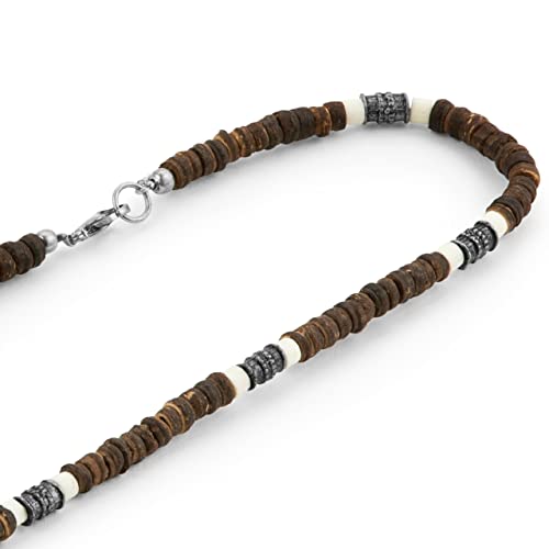 LOCAL LEAGUE Herren Surfer Halskette mit Perlen für Männer, Freund, Kokos-Perlen, Strand-Urlaub, Australischer Surf-Stil Perlenkette Festival BEACH Party Tribal 62 cm