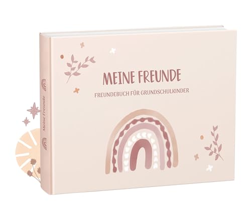 mintkind® „Meine Schulfreunde“ Freundebuch Schule Mädchen und Jungen Boho Design | Freundschaftsbuch Grundschule | Meine Freunde Buch Geschenk zur Einschulung | Schulfreundebuch zum Ausfüllen, Papier