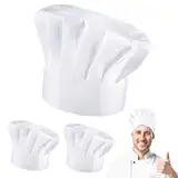 Apricitie 3 Stück Kochmütze Weiß Unisex Chef Kochmützen Erwachsene Chefkoch Mütze Verstellbar Professionel Küchenuniform für Herren Frauen Restaurant Kochen BBQ Backen