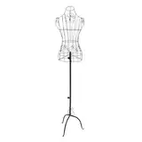 Metall Schneiderpuppe Oberkörper Schwarz - Höhenverstellbar 140-160cm Schaufensterpuppe mit Dreifuß-Ständer. Design Eisenmannequin für Boutiquen/Messen (Schutzpolsterfüße & Kantenschutz)