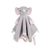 Vicloon Schmusetuch Elefant, Kuscheltuch mit Knisterfolie und Glöckchen, Weich & Waschbar, 29x 27 cm, Baby Kuscheltier, Schmusetuch für Babys ab 0+ Monaten -Rosa…