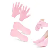 Silikon Socken und Handschuhe,1 Paare Silikonsocken für Füße 1 Paare Feuchtigkeitsspendende Silikonhandschuhe Spa Pediküre Feuchtigkeitsspendende für Frauen Trockene Risse Füße Fußpflege