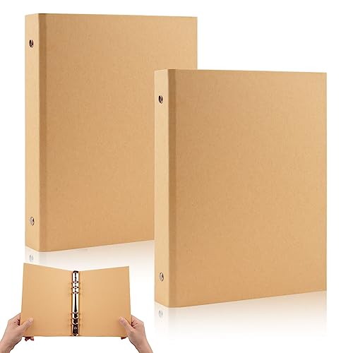 Ringordner A5, 2 Stück A5 Ringbuch, Ringbuch A5 Nachfüllbar Kraftpapier, Ringordner Kraftpapier mit 6 Ringen zum Hinzufügen Broschüren-Cover für Schule, Büro(17 x 23 Cm)