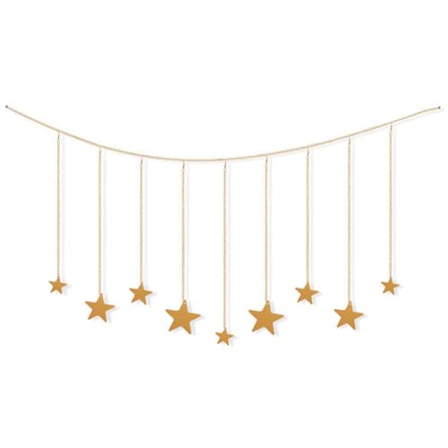 Iewroyt Hanges Foto Display, Holzstern Boho -Foto Wand mit Metallketten Bilder Kartenhalter mit Clips für Geburtstagsfeier Schlafzimmer Schlafzimmer