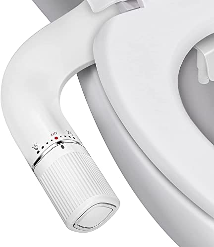 BIGCOW Bidet Toilette, Ultra-Slim Bidet Non-Electric Dual Nozzle (Frontal & Rear Wash) Bidet Attachment für Toilette mit Metalleinlass, Frischwasserdruck einstellbar Bidet Toilettensitz Attachment…