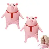 2 Stück Stress Schwein, Schwein Quetsch Spielzeug, Anti Stress Schwein Rosa, Schwein zum Schlagen, Quetsch Spielzeug Schwein, Schubkasten Schwein, Lustiges Quetsch Spielzeug für Kinder Erwachsene