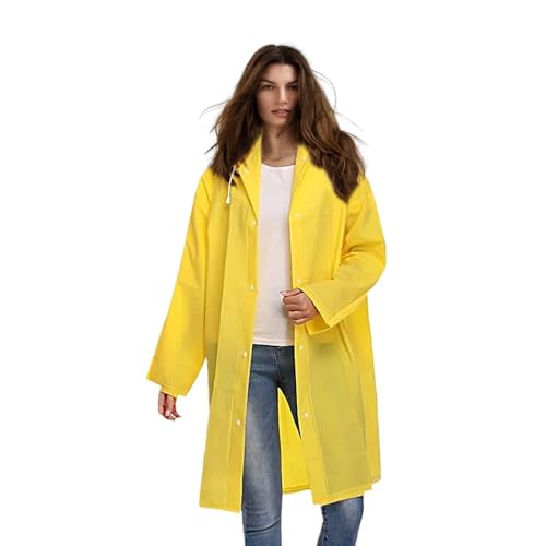 Voarge Eva Regenjacke Regenmantel für Erwachsene, für Damen und Herren Regenbekleidung Regencape Regenjacke Wasserdicht für Wandern Radfahren (M, Gelb)