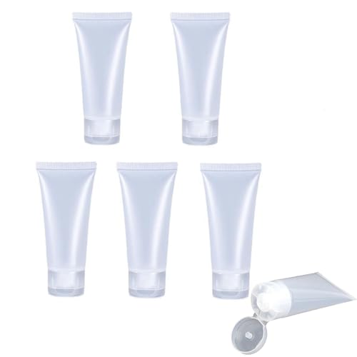 MORICOH 5 Stück Transparenter Nachfüllbare Leere Tuben, Probenbehälter, Leere Flüssige Foundation-Tuben für Reisen und DIY-Projekte,DIY Lipgloss,Balsam,Kosmetik (20ml)