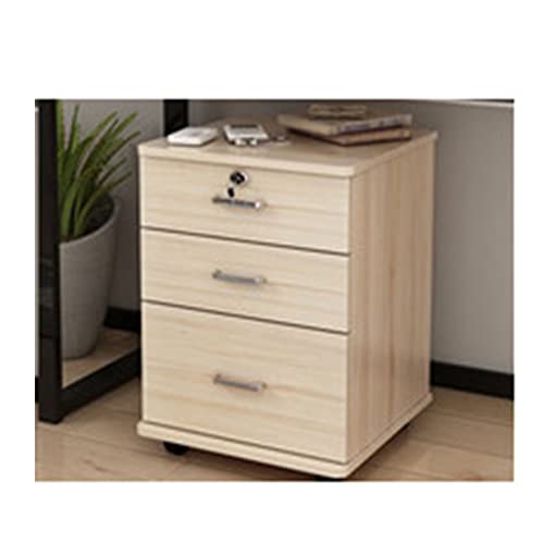 METTEOR Aktenschrank, 3 Schubladen, Büroschrank aus Holz, Aktenschrank mit Schloss, Bodenständer, Raddesign, beweglicher Akten-Organizer, Bürobedarf, Aktenschränke, G, Einheitsgröße (E, Einheitsgröß