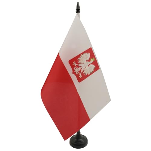 AZ FLAG - Tischflagge Polen Mit Adler - 21x14 cm - Polnische Tischfahne 14 x 21 Cm - Flaggen