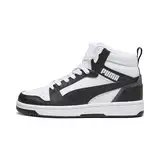 PUMA Rebound V6 Mid Jr Sneaker, White Black Shadow Gray, 36 EU