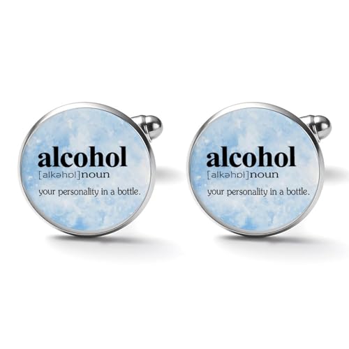 Freecustom Manschettenknöpfe mit Alkohol-Definition, für Herren, spirituelle Zitate, Herrenwörter mit Definition, Typografie, Wandkunst, Manschettenknöpfe, abstrakte Manschettenknöpfe, Herren,