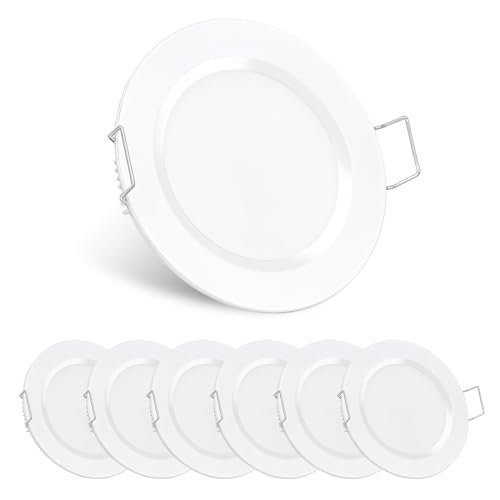 acegoo 6er Set Einbauleuchte LED Einbaustrahler Spot 12V Downlight Flach Lampe Loch 57-64mm 2,5W 215lm CRI 93 Dimmbar für Wohnmobil Boot Wohnwagen Küche Bad Möbel Schrank, Weiß 3000K