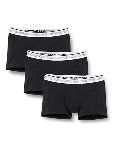 Calvin Klein Herren 3er Pack Boxershorts Trunks Unterwäsche, Schwarz (Black W/ White Wb), XL