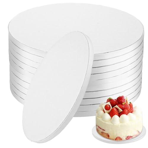 10 Stück Tortenplatte 25 cm x 12 mm Tortenunterlage Rund Kuchenplatte 10 Zoll Wiederverwendbar Tortenteller Tortenboden Beidseitig Verwendbar Tortenzubehör Cake Board für Anfänger und Profis, Weiß