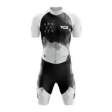 VOXCAUTQ Triathlon Anzug Herren,Herren Pro Fahrrad Skinsuit Kurzarm,Einteiliges Radtrikot,Triathlon Einteiler Kurz - 3Taschen für Wettkampf Run, Cycle, Swim (Typ-10,XL)