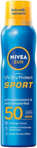 NIVEA SUN UV Dry Protect Sport Sonnenspray LSF 50 (200 ml), 100% transparenter und erfrischender Sonnenschutz, schweißresistente & extra wasserfeste Sonnencreme mit LSF 50