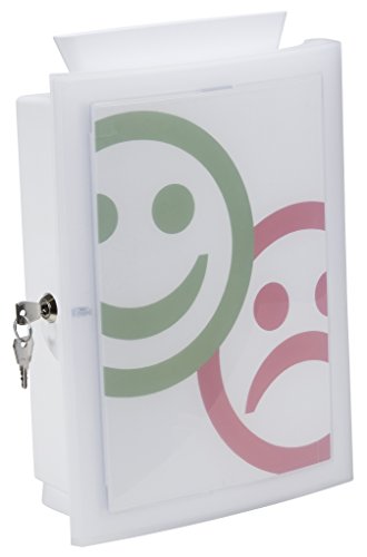 HAN Sammelbox IMAGE'IN mit transparenter abschließbarer Tür und auswechselbarem Motiv, Wahlurne, Spendenbox, Losbox, Aktionsbox - zur Wandmontage oder freistehend mit Standfüßen, 4102-12, weiß