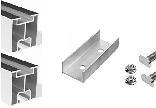 NAKA Aluprofil-Set 40x40 PV 2x 100 cm Solarpanele ALU | Photovoltaik Montageschiene PV-Anlage | Aluminiumprofil zur Montage von Solaranlagen | Systemprofil Typ T Montageprofil 40 x 40 mm 2 m