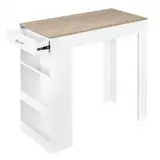 WOLTU Stehtisch Bartisch Bistrotisch, mit 1 Schublade 3 Ablagen, mit Weinregal, Küchentisch für Bar Küche Wohnzimmer Esszimmer, 100x100x50 cm, Weiß Holzoptik, BT47whe