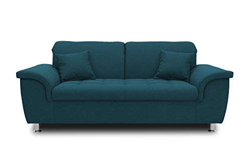 DOMO. collection Sofa Franzi, 2-Sitzer Couch, 2er Garnitur mit Nackenfunktion, Polstergarnitur 190 x 105 x 81 cm (BxTxH), türkis (blau)