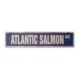 ATLANTISCHER LACHS Vintage Straßenschild Angeln Fischer Fisch Ozean Restaurant