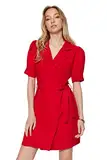 Trendyol Damen Mini Blazer Regular fit Woven Dress Kleid, Red, 32