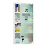 Style home Medizinschrank abschließbarer Arzneischrank 60x30x12cm, 4 Fächer, Metall Hausapotheke Medikamentschrank Erste-Hilfe-Schrank mit Glastür,inkl.2 Schlüsseln (Weiß)