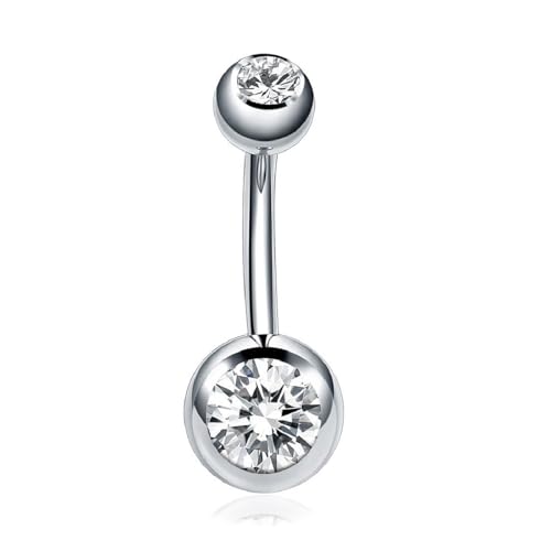 PSOWQ 1 Stück G23 Titan Antiallergie Bauchnabelpiercing Chirurgenstahl Silber,14G Banane Bauchnabelpiercing, Bauchnabelpiercing Lang 10 mm Nabelpiercing Belly Piercing Körperschmuck