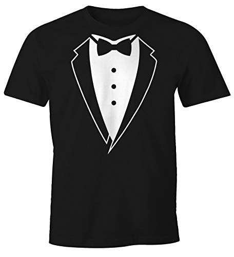 MoonWorks Anzug T-Shirt Smoking Tuxedo Anzug Aufdruck Fun-Shirt schwarz XL