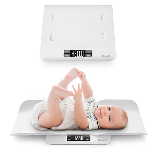 BAGAIL Babywaage Mit Sicherer Und Bequemer Wiegefläche, Mehrere Wiegemodi, Kann Auch Als Kleinkindwaage, Haustierwaage, Digitale Kinderwaage bis 30Kg