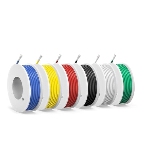 0,2mm² Silikon Elektrokabel-SCHDRA 24 AWG verzinnte Kupferdrahtspule,6 Farben,9 Meter pro Kabel,Litzendraht,flexibel und weich, ideal für elektrische Anwendungen