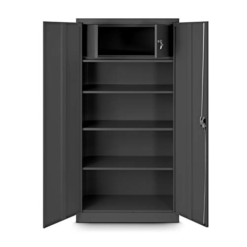 Jan Nowal Aktenschrank mit Geheimfach 185 x 90 x 45cm | Metallschrank Büroschrank Stahlblech Pulverbeschichtung | Anthrazit