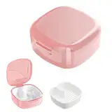 Zahnspangendose Gebissdose, Prothese Box Zahnprothesenbox mit Sieb Zahnprothese Box Retainer Container Aufbewahrungsbox mit Hängender Sieb Protesenbehälter Zahnschiene Box (Rosa)