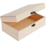 Holzkiste mit Deckel 25*15*8cm, Holztruhe Erinnerungsbox Baby Holzbox Allzweckkiste Aufbewahrungsbox Schmuckkästchen mit Scharnierdeckel Erinnerungskiste Bastel Geschenkbox Spielzeug Werkzeuge